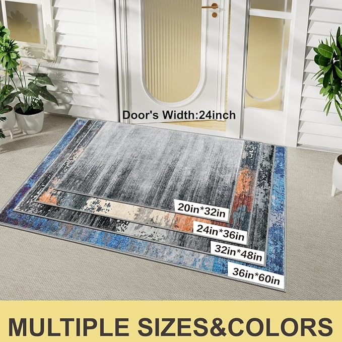 COMSLE Door Mat Soft Absorbent Indoor Front Entryway Rug Machine Washable Entrance Mats for Muddy Paws Non Slip Throw Rugs 32" x 48" Doormat for Inside Foyer Bedroom - Blue