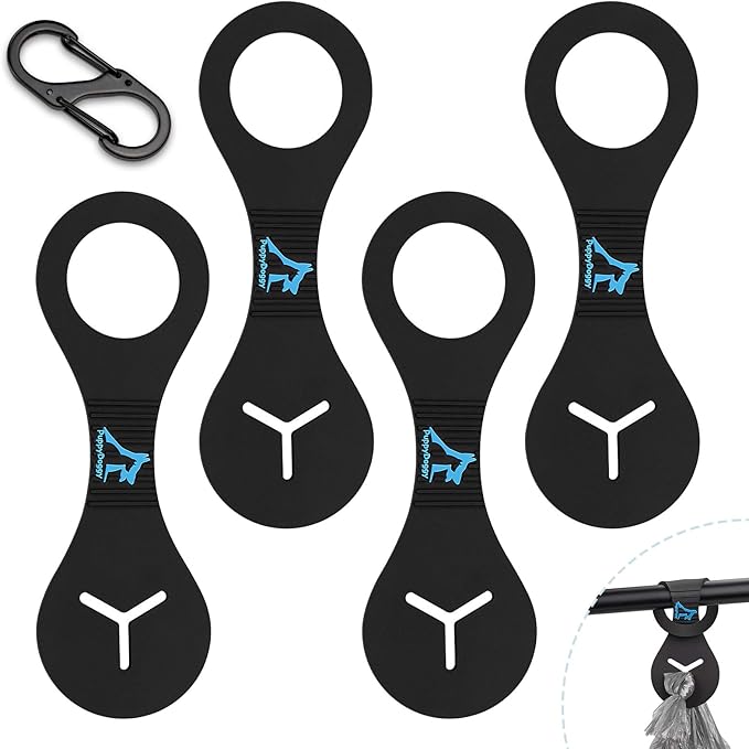 Dog Poop Bag Holder for Leash Waste Bag Carrier Dog Poop Bag Dispenser for Walking Running Bicycle Accessory 4 pieces (Black)