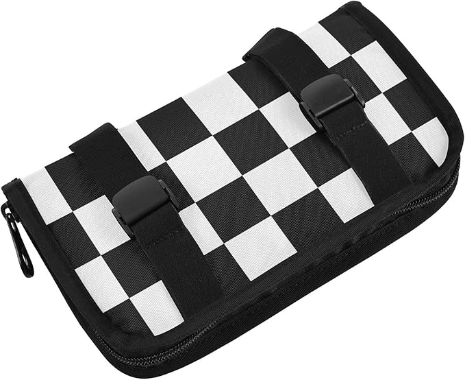 Car Tissue Holder Car Napkin Holder Car Tissue Box Dispenser Storage Case Sun Visor Mask Holder with Adjustable Straps Reusable Refillable Checkered Black and White