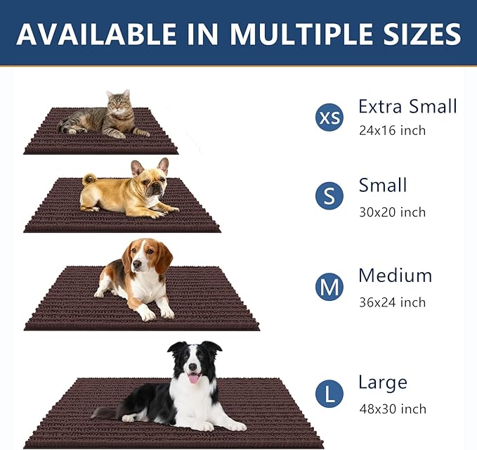 Smiry Dog Door Mat for Muddy Paws 70x24, Extra Soft Absorbent Chenille Doormat, Trap Moisture and Dirt, Non-Slip Machine Washable Front Door Mat for Indoor Entrance Inside Floor, Brown
