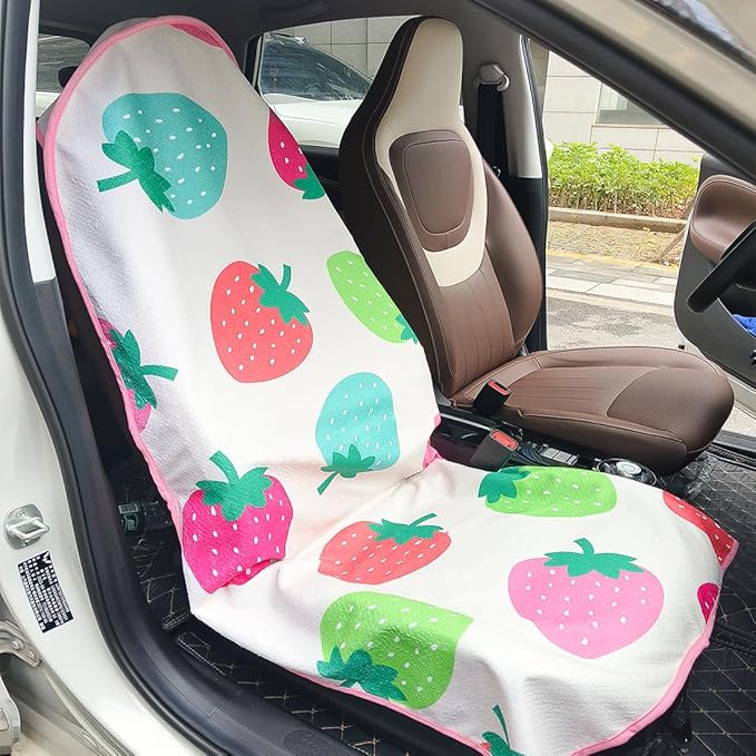 Waterproof Sweating Car Seat Cover for Post Gym Workout, Running, Swimming, Beach and Hiking, Universal Fit Non-Slip Bucket Seat Protector for Cars SUV Trucks, Machine Washable (Fruit)