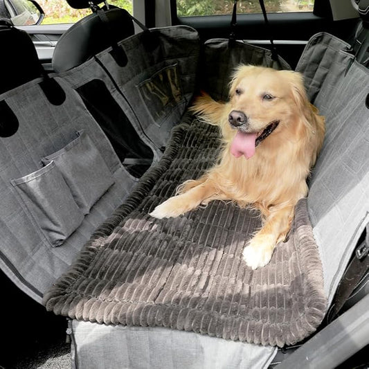 Dog Car Seat Cover for Back Seat, Dog Bed for Car, Fit for Backseat Extenders, Car Seat Protector, Nonslip Soft Durable for Cars Trucks and SUVs (Black, 24.8" x 54")