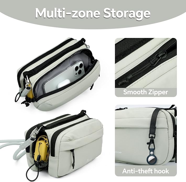 Small Crossbody Travel Bag for Women, Water-Resistant Nylon, RFID Blocking, Organizer with Bottle Slot, Adjustable Rope Strap
