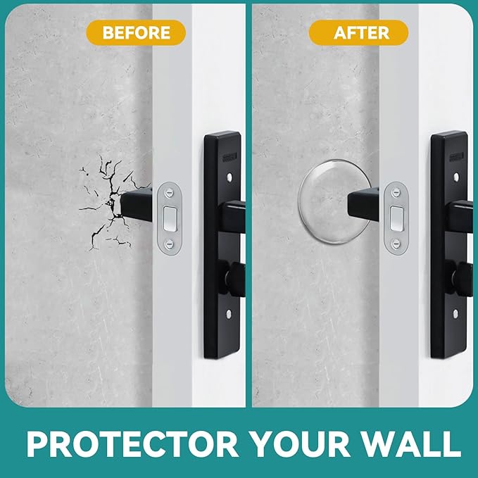 Door Stoppers for Wall, Etybetopstar 12Pack 2" Rubber Door Knob Wall Protectors, Strong Self-Adhesive Door Bumpers for Wall, Quiet & Shock-Absorbing Door Handle Stopper, Clear