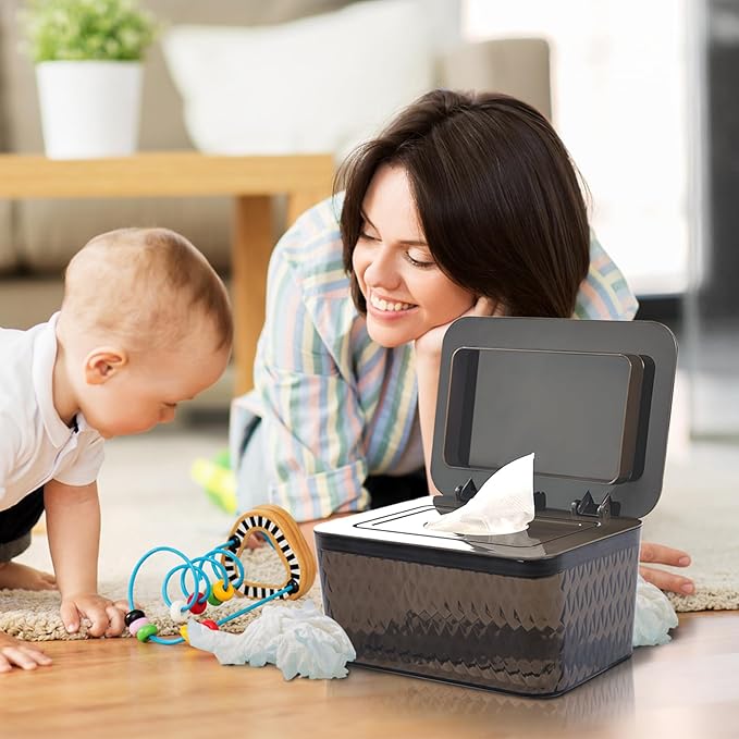 AWGOU Wet Baby Wipes Dispenser - Large Capacity Wipe Holder Seal-Designed Dust-Proof Wet Wipes Container Keep Diaper Wipes Fresh