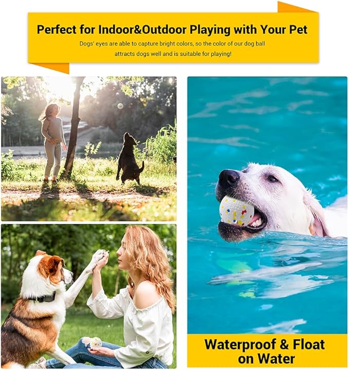 Dog Balls Toys for Aggressive Chewers, Indestructible Durable Bouncy Floating Balls for Dogs to Fetch, Durable Solid Rubber Ball for Training Dog(4 PCS)