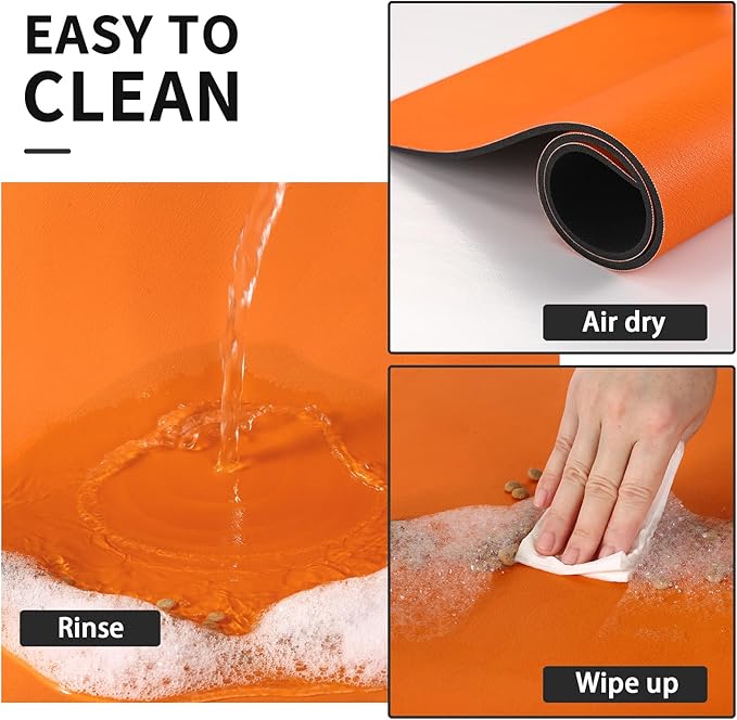 Dog Food Mat - Absorbent Cat Mat for Food and Water, No Stains Pet Feeding Bowl Mat, Easy to Clean Pet Placemats, Quick Dry Dog Water Dispenser Mat for Messy Drinkers | Paw Orange 18"x34"