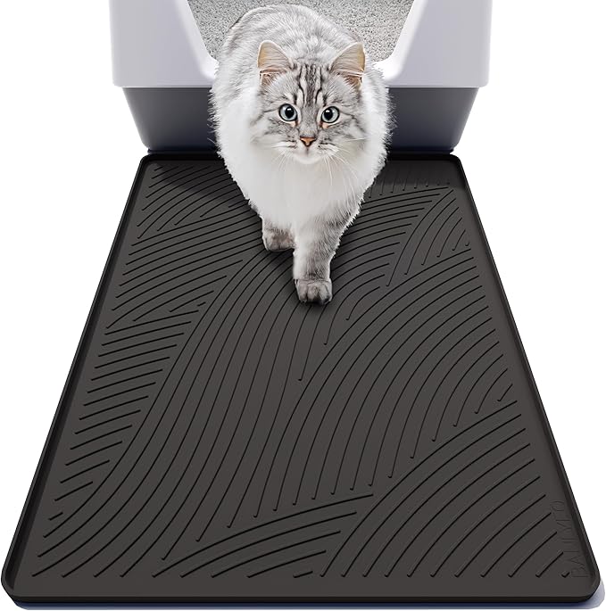 BANLYEO SM Cat Litter Mat - 24x17 in, Water Proof, US Designed Kitty Litter Trapping Mat, Easy to Clean, Scatter Control, Odorless, Less Mess and Clean Floors, Pet Supplies for Indoor Cats, Dark Gray
