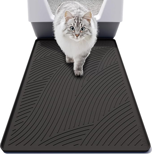 BANLYEO SM Cat Litter Mat - 24x17 in, Water Proof, US Designed Kitty Litter Trapping Mat, Easy to Clean, Scatter Control, Odorless, Less Mess and Clean Floors, Pet Supplies for Indoor Cats, Dark Gray