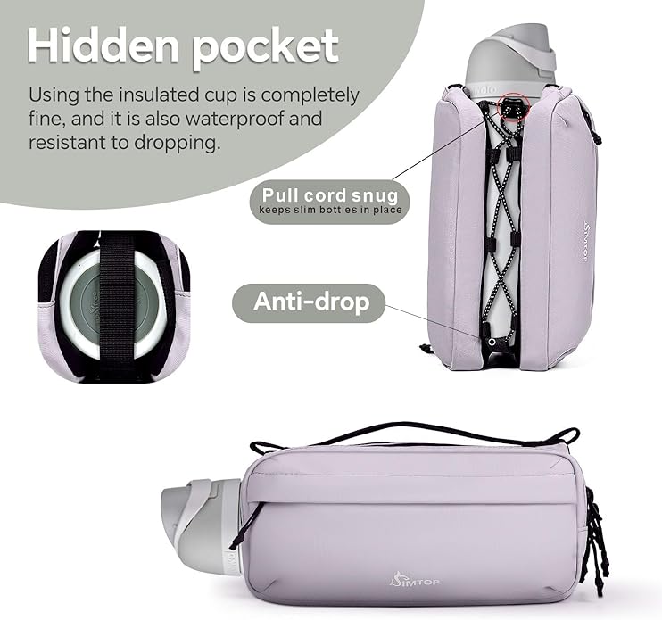 Small Crossbody Travel Bag for Women, Water-Resistant Nylon, RFID Blocking, Organizer with Bottle Slot, Adjustable Rope Strap