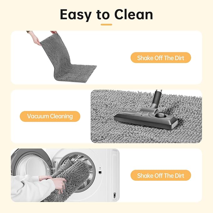 Absorbent Dog Door Mat for Muddy Paws, 60" x 48" Chenille Indoor Mats for Entryway, Trap Dirt Front Door Mat Indoor Entrance Washable Non Slip Soft Light Grey