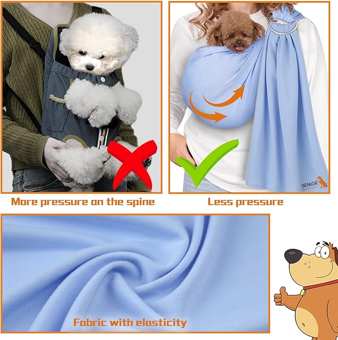Dog Sling Carrier for Small Dogs,Carrying Wrap Anti-Anxiety Cat Sling,Adjustable Pet Sling(Light Gray)