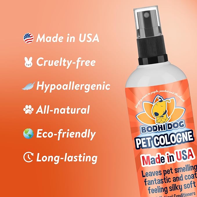 Bodhi Dog Premium Dog Cologne - Deodorizing Dog Perfume & Conditioner for Dogs & Cats - Natural Long Lasting Spray for Pets - Gentle & Safe Formula, Made in USA (Orange Sherbert 8 Fl Oz)
