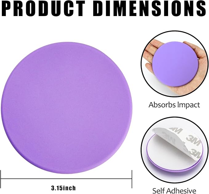 3.15" Large Wall Door Handle Stopper, 8PCS Light Purple Self Adhesive Wall Protector Rubber Door Bumpers, Solution for Stopping Damage from Doors Knobs, Shock Absorbent and Noise Reduction