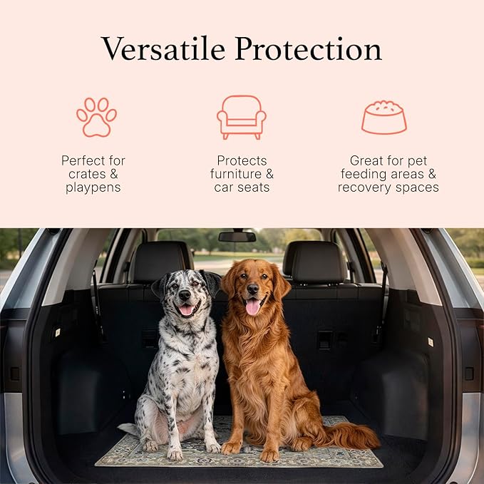 LOVEWAG Washable Dog Pee Pads, 28" x 41" Inch, Waterproof, Non-Slip, Super Absorbent, Reusable Machine-Washable, 2-Pack (Marmalade Sunshine)