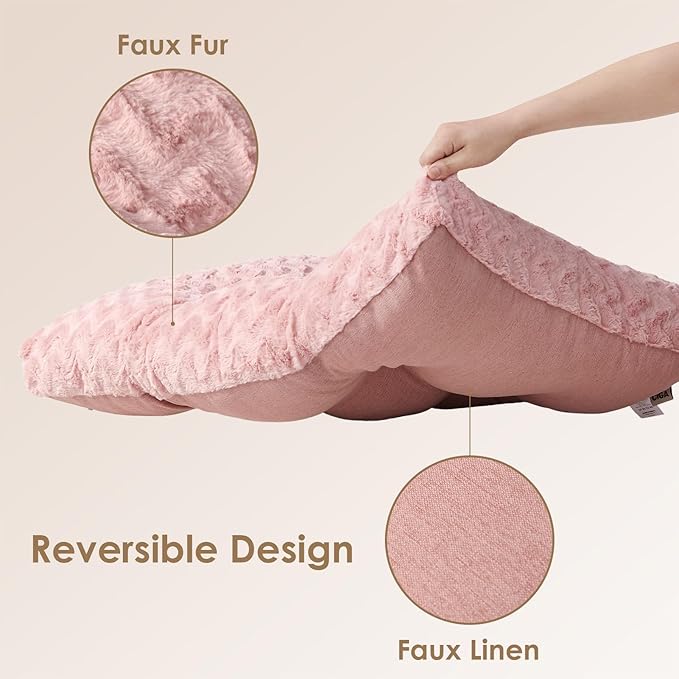 EHEYCIGA Washable Large Dog Bed for Crate 35x23 Inch, Reversible Kennel Pad for Dogs Weight Up to 45 lbs, Plush and Comfy Pet Sleeping Mat, Pink
