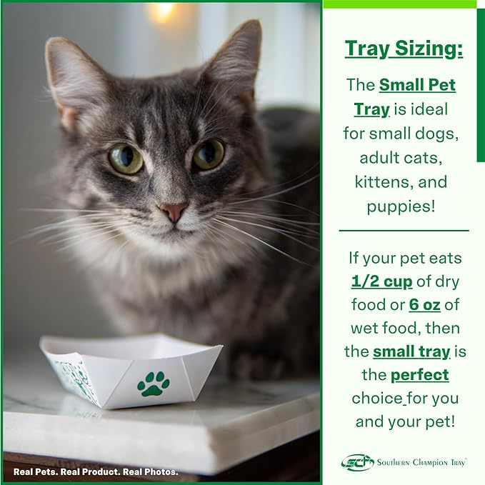 Southern Champion Tray, Small Disposable Pet Food Bowl, 1/2 Cup (25 Quantity) Pet Food Tray, Travel Pet Bowl, Feeding Kittens, Puppies, Cats, and Dogs, Wet Food and Dry Food, 6 oz Capacity