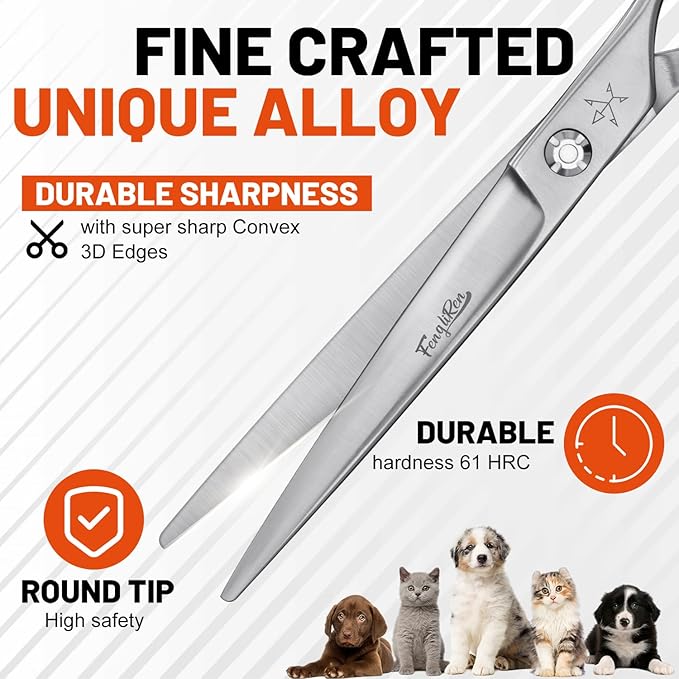High-end Professional Dog Grooming Scissors Pet Grooming Shears 7 Inches Extremely Very Sharp Made Of Stainless Steel Alloy By Hand For Dog Cat Groomer