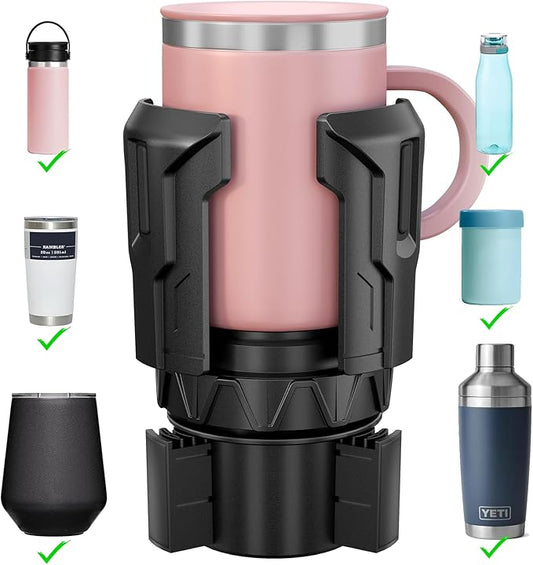 Cup Holder Expander, Car Cup Holder Expander for Yeti, Hydro Flask, Nalgene, Takeya, Camelbak, Ramblers, Owala, Tumblers, Mugs, Bottles in 2.6"- 4.8", No Tools Required