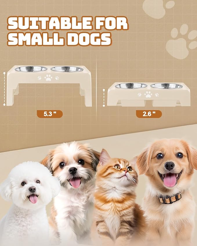 Jovrun Elevated Dog Bowls for Small Medium Large Size Dogs, Non-Slip Dog Feeder with 2 Food Water Bowls, 2-5 Heights Adjustable Raised Bowls Stand