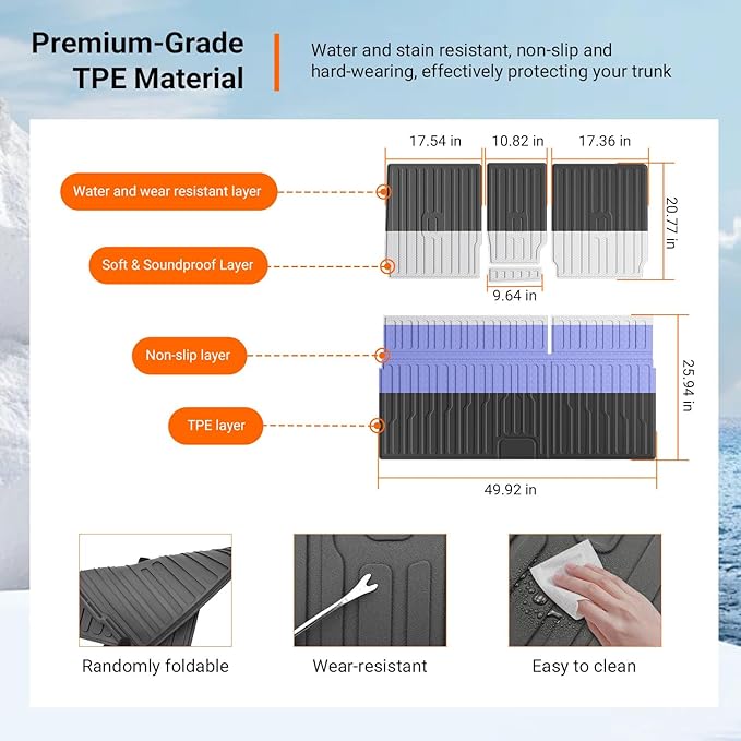 powoq Cargo Mat Compatible with 2025 2026 Ford Expedition Lincoln Navigator Cargo Liner Trunk Mat Back Seat Protector Replacement for 2025 2026 Ford Expedition Accessories (Trunk Mat+Backrest Mats)