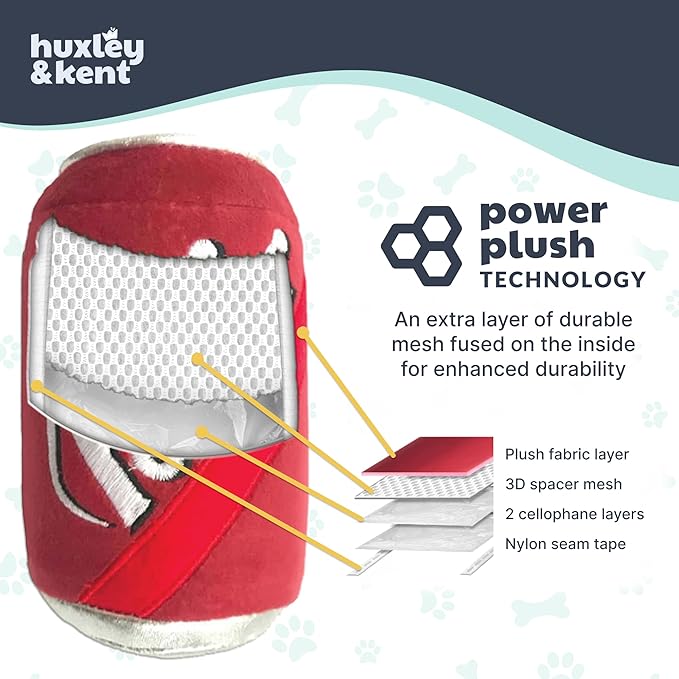 Huxley & Kent Funny Dog Toys w/Squeaker & Crinkl -Stimulating & Interactive Chew Toy for Dogs - Mesh Lined Stuffed Doggie Toy - Easy to Clean Doggie Toys for All Breeds (Bad Dog Jack's Whiskey,Small)