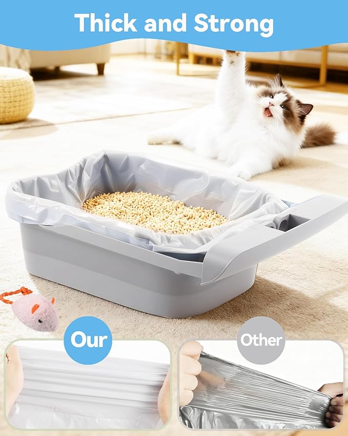 50 Count Automatic Cat Litter Box Bags Compatible with Cmg Fmo Fstg Robot Litter box, Pre-Seperated Thick Self-Cleaning Cat Litter Box Replacement Liners with Drawstring Heavy Duty-26"x11.8"