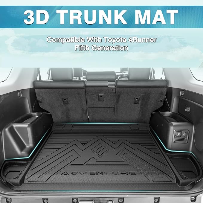 Mixsuper Cargo Liner for Toyota 4Runner 2010-2024 5 Seater (No 3rd Seat or No Sliding Cargo Deck), Trunk Mat for 4Runner Accessories Cargo Mat Rear Trunk Liner Black