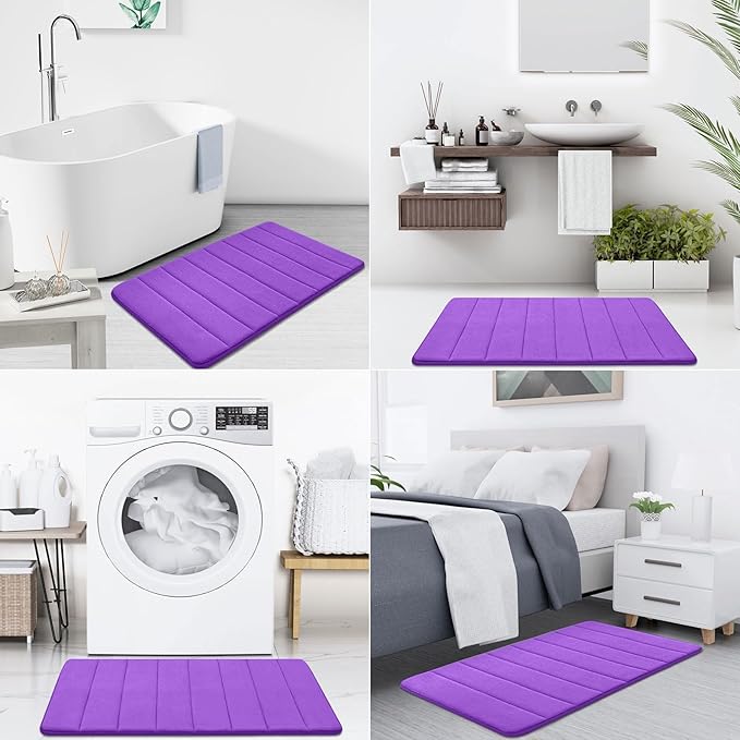 Buganda Memory Foam Bath Mat, 30" x 20", Ultra Soft and Non-Slip Bathroom Rugs, Water Absorbent and Machine Washable Bath Rug for Bathroom, Shower, and Tub, Purple