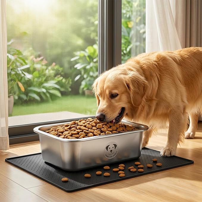 2 Pack Stainless Steel Dog Bowls for Large Dogs with Non-Slip Mat, High Capacity Metal Dog Food Bowls, Food and Water Bowl for Larges, X-Large, and Big Dogs 1.25 Gallons