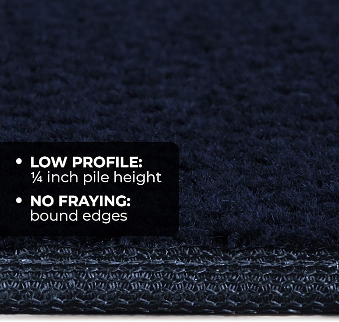 House, Home and More Skid-Resistant Carpet Indoor Area Rug Floor Mat - Navy Blue - 5 Ft X 5 Ft - Non Slip Rubber Backing, Stain Resistant, Dog Friendly, Living Room Bedroom Kitchen Entryway