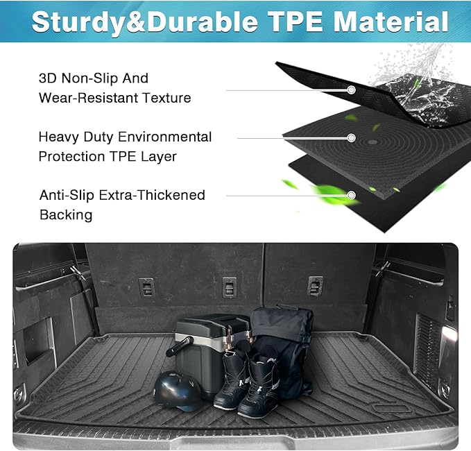 Mixsuper Cargo Liner for Ford Expedition Max/Lincoln Navigator L 2018-2024, All Weather Cargo Mat Rear Trunk Liner Behind The 3rd Row Seats Black