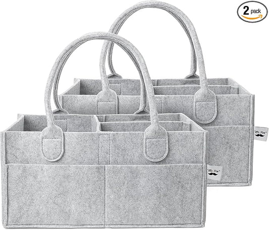 Mr. Pen- Baby Diaper Caddy Organizer, 2 Pack, Gray, Nursery Storage Bin and Car Organizer for Diapers and Baby Wipes