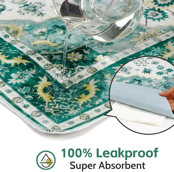 Washable Pee Pads for Dogs 2 Pack Reusable Puppy Training Pads 36"x36" Super Absorbent Waterproof Dog Training Pads, Non-Slip Potty Pads Whelping Pads Litter Mat Pet Supplies - Green Medallion