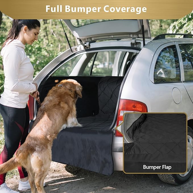 Veckle Large SUV Cargo Liner for Dogs (55" x 90"), Waterproof Pet Trunk Mat with Bumper Flap, Heavy Duty Oxford Fabric, Non-Slip Backing, Dog Seat Cover for SUVs Sedans Vans, Black