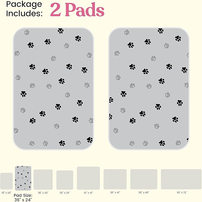 Super Absorbent Washable Pee Pads for Dogs - 2-Pack Superior Reusable Puppy Pads Pet Training Pads –100% Waterproof Dog Pee Pad Protects Against Urine Leakage Non-Slip Grip Prevents Slipping& Bunching