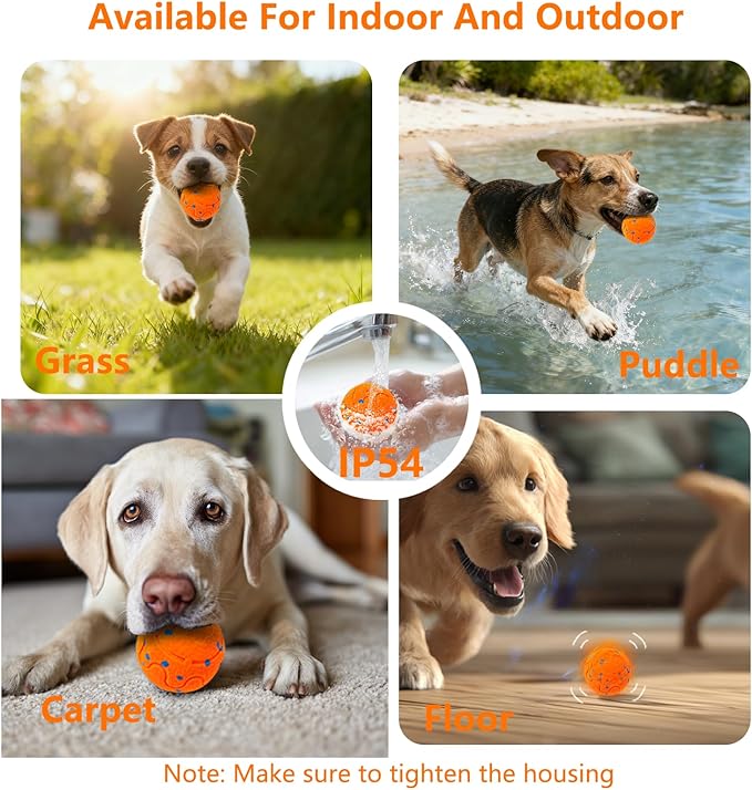 Huimpet Interactive Dog Ball, Automatic Moving, Bouncing Chew Toys, Wicked Balls with 3 Modes, E-TPU Vibrating Dog Ball for Medium and Large Dogs, IP54 Waterproof, Birthday Gifts for Dogs(Orange)