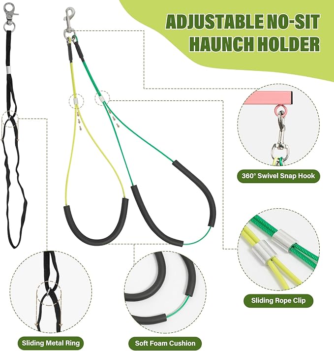 Dog Grooming Arm with Pet Grooming Hammock, 35" Pet Grooming Table Arm with Adjustable No Sit Haunch Holders, Dog Grooming Stand with Loop Noose for Small and Medium Pets, Pink