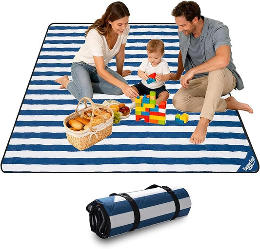 Large Picnic Blanket 80"x80" – Extra Large Waterproof Sandproof Outdoor Blanket for Beach, Grass, Park, Lawn, Camping, Wedding Registry Gift, Foldable & Portable Mat for Family Travel