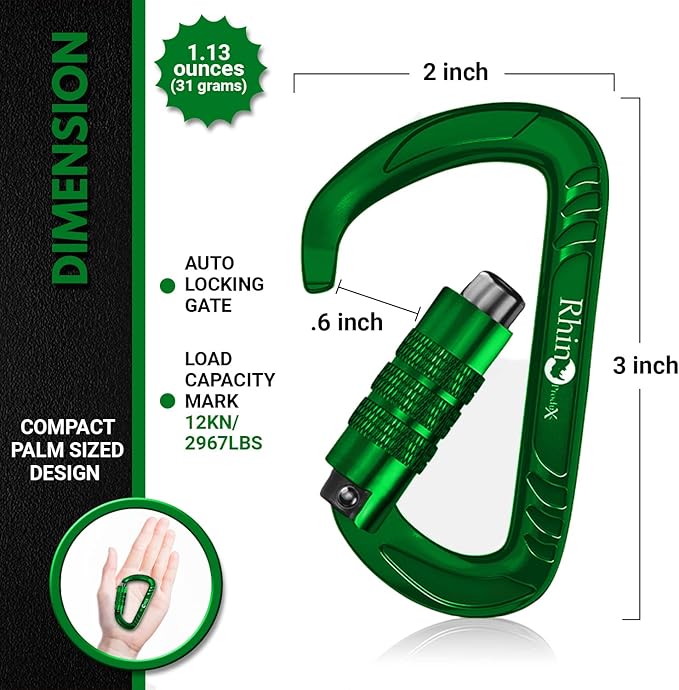 12kN (2697 lbs) Heavy Duty Carabiner Clips, for Securing Pets, Outdoor, Camping, Hiking, Hammock, Dog Leash Harness, Keychains