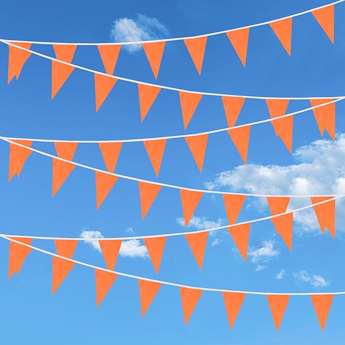 100 Feet Orange Pennant Banner Flags, 60 Pcs DIY Flag for Birthday, Party, Shops, Outdoor and Indoor Decorations, Festival Celebration (Orange)
