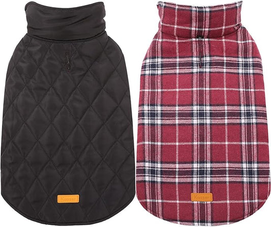 Kuoser Warm Dog Coat, Waterproof Dog Coats for X-Small Dogs, Adjustable Durable Doggie Winter Jacket Reversible Cozy Puppy Cold Weather Apparel from Small to Large Breed, Red XS