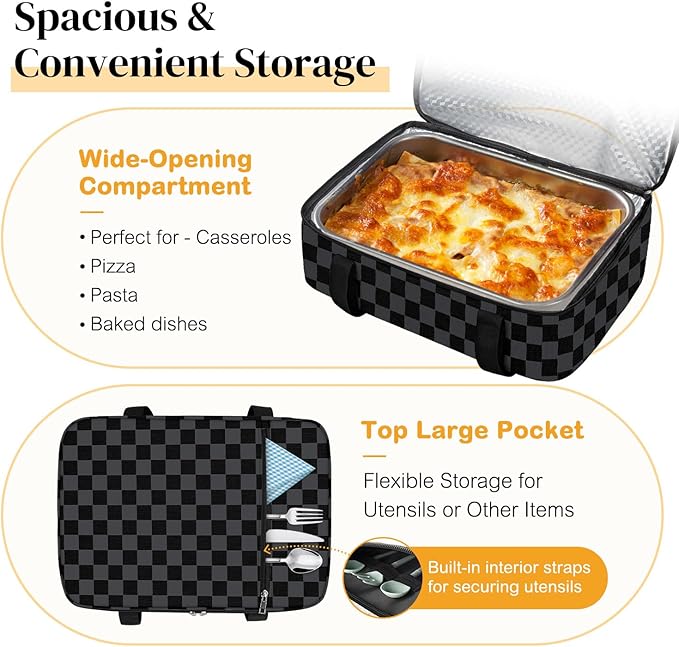 Coobiiya Insulated Casserole Carrier – Portable Tote for Hot or Cold Food, Warmer & Cooler Bag Lunch Bag, Fits 9" x 13" Baking Dish, Ideal for Potluck Parties