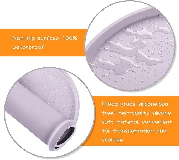 100% Waterproof 0.5" Raised Edge BPA Free Silicone Dog Food Mat, Pet Cat Feeding Mats Contain Spills Protects Floors, Placemats for Cats and Dogs Water Bowl Dishwasher. (Small, Dove)