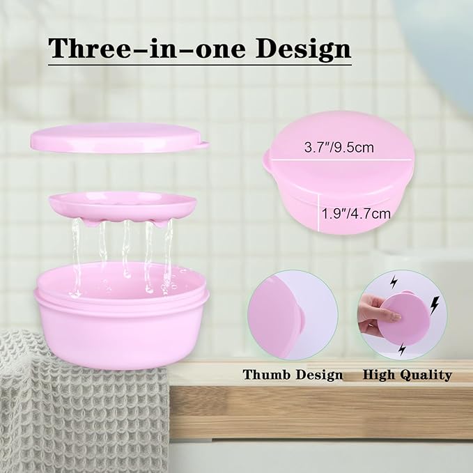 Round Travel Soap Case for Valentines Day - 4 Pack Bar Soap Holder, Travel Soap Container with Lid for Camp, Gym, Hiking - Keeps Toiletries Organized