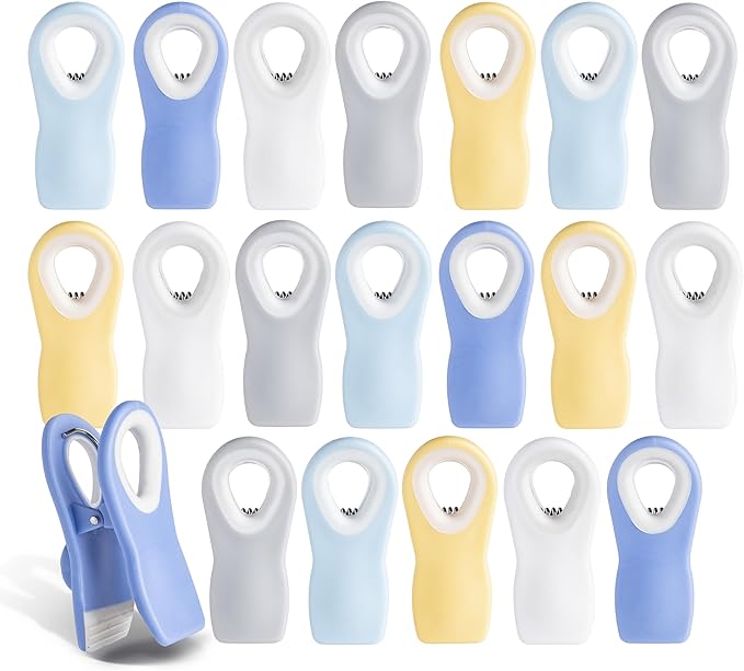 COOK WITH COLOR Bag Clips with Magnet - Chip Clips, Food Storage with Airtight Seal Grip for Bread, Snack and Food Bags (Yellow and Blue, Pack of 20)