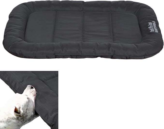 Durable Outdoor Dog Bed with Pillow Around Curling Sleep Fully Waterproof Indoor Cat Bed Crate Mat Stable Kennel Pad, for Pets (Charcoal, XX-Large(48 * 31in))