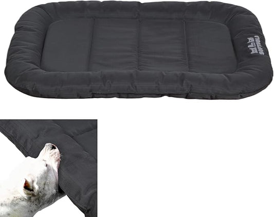 Durable Outdoor Dog Bed with Pillow Around Curling Sleep Fully Waterproof Indoor Cat Bed Crate Mat Stable Kennel Pad, for Pets (Charcoal, XX-Large(48 * 31in))