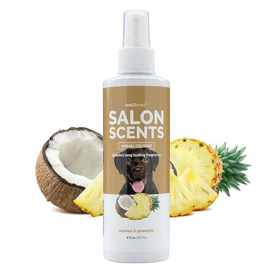Bark2Basics Salon Scents Pet Grooming Cologne - 8 oz, Natural Professional Grade Perfume for Dogs and Cats, Spray, Long Lasting, Deodorizing, (Coconut and Pineapple)