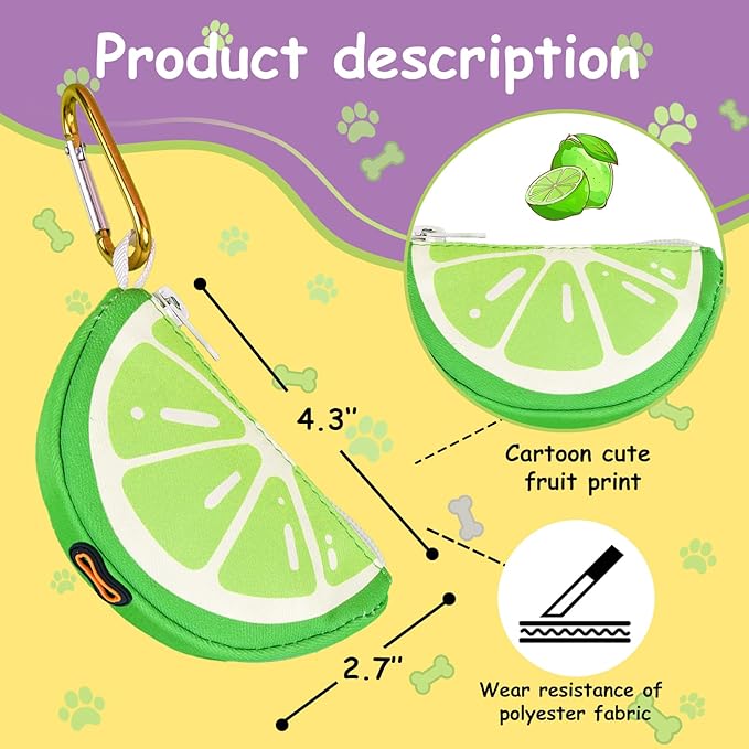 Lime Shape Dog Poop Bag Holder for Leash - Cute Dog Waste Bag Dispenser Carrier, Portable Pet Walking Accessories (Green)